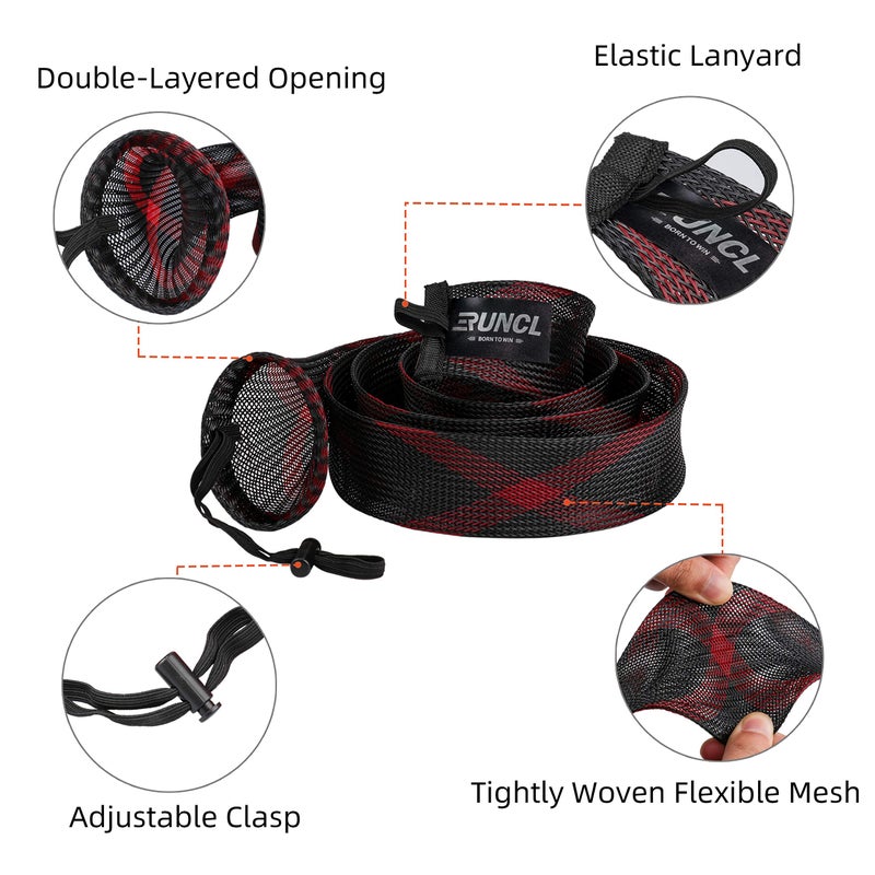 RUNCL Casting Rod Socks, Fishing Rod Sleeves, Fishing Pole Sleeves (Red&Black, 2pcs) & Baitcasting Reel Bags, Fishing Reel Covers (2pcs) - Image 2